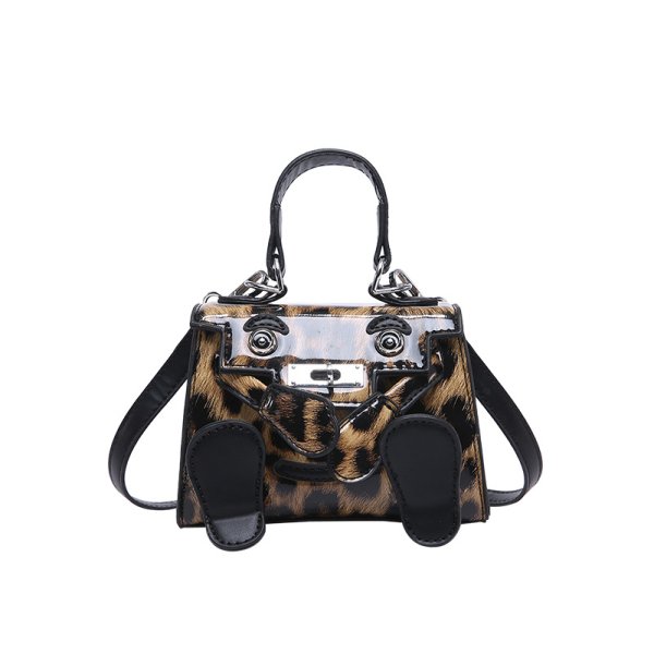 画像1: Leopard Mini Monster Ocean Kelly Bag 2-way tote shoulder bag doll bag レオパード ヒョウ柄 ミニ モンスター オーシャン ケリーバッグ トートショルダー２WAYバッグ (1)