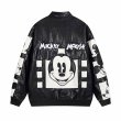 画像3: Mickey Mouse embroidered leather jacket Stadium Jumper   blouson  ユニセックス 男女兼用 ミッキーマウス刺繍レザージャケットスタジアムジャンパー スタジャン MA-1 ボンバー ジャケット ブルゾン (3)