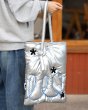 画像3: Silver Letter Sparkling Portable Lightweight Down Stitch Shoulder Tote Bag　 シルバーレタースパークリングポータブル軽量ダウンワンハンドルステッチショルダートートバッグ (3)