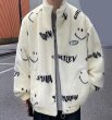 画像3: Smile fleece fluffy zip-up jacket blouson  ユニセックス 男女兼用 スマイルエコファーフリースジップアップスタンドカラージャケットブルゾン (3)