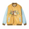 画像2: Leather Mickey Mouse and Friends Embroidered Baseball Jacket blouson  ユニセックス 男女兼用 レザーミッキーマウスと仲間たち刺繍ベースボールジャケットスタジャン MA-1 ボンバー ジャケット ブルゾン (2)