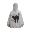 画像1: American Street Cat Print Hoodie　ユニセックス 男女兼用 アメリカン ストリートキャット猫プリントフーディーパーカースウェット (1)