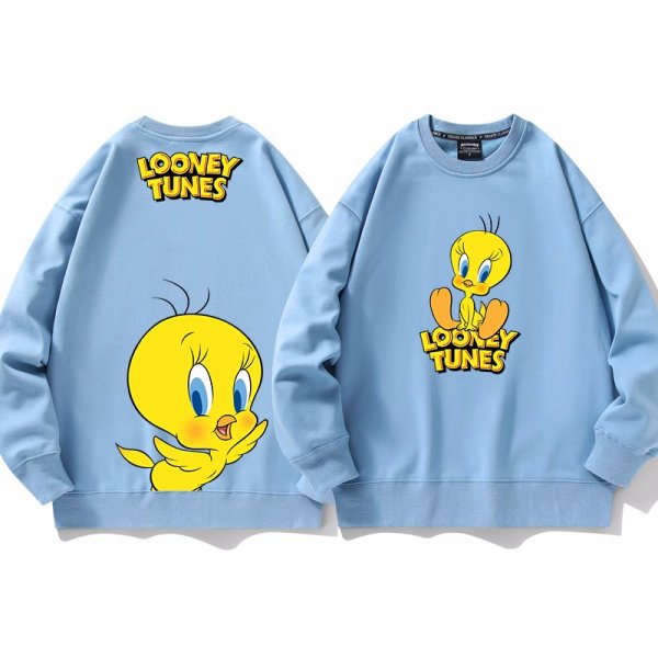 画像1: Unisex Looney Tunes Tweety Round Neck Paint Sweatshirt　 ユニセックス 男女兼用 ルーニーテューンズトゥイーティーラウンドネック スウェットシャツ トレーナー  (1)