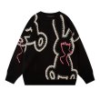 画像2: Rabbit jacquard crew neck sweater knit　男女兼用  ユニセックスラビットウサギジャカードクールネックセータ　ニット (2)