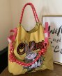 画像2: Bugs Bunny Ball ChainTote Eco Bag  Tote Shoulder Crossbody Bag 　バックスバニー刺繍トートショルダーショッピングバッグ (2)