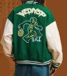 画像8: Basketball Embroidery Stadium Jumper Baseball Jacket blouson  ユニセックス 男女兼用 バスケットボール刺繍コントラストカラーベースボールジャケットスタジャン MA-1 ボンバー ジャケット ブルゾン (8)