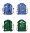 画像5: Basketball Embroidery Stadium Jumper Baseball Jacket blouson  ユニセックス 男女兼用 バスケットボール刺繍コントラストカラーベースボールジャケットスタジャン MA-1 ボンバー ジャケット ブルゾン (5)