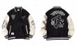 画像3: Basketball Embroidery Stadium Jumper Baseball Jacket blouson  ユニセックス 男女兼用 バスケットボール刺繍コントラストカラーベースボールジャケットスタジャン MA-1 ボンバー ジャケット ブルゾン (3)