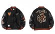 画像4: Basketball Embroidery Stadium Jumper Baseball Jacket blouson  ユニセックス 男女兼用 バスケットボール刺繍コントラストカラーベースボールジャケットスタジャン MA-1 ボンバー ジャケット ブルゾン (4)