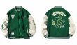 画像2: Basketball Embroidery Stadium Jumper Baseball Jacket blouson  ユニセックス 男女兼用 バスケットボール刺繍コントラストカラーベースボールジャケットスタジャン MA-1 ボンバー ジャケット ブルゾン (2)