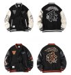 画像6: Basketball Embroidery Stadium Jumper Baseball Jacket blouson  ユニセックス 男女兼用 バスケットボール刺繍コントラストカラーベースボールジャケットスタジャン MA-1 ボンバー ジャケット ブルゾン (6)