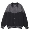 画像1: Collared knit cardigan jacket　ユニセックス 男女兼用襟付き切り替えバイカラーカーディガンセータジャケット ブルゾン (1)