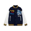 画像3: Letter embroidered leather sleeves STADIUM JACKET embroidered patch baseball uniform jacket blouson  ユニセックス 男女兼用レター刺繍レザースリーブ スタジアムジャンパー スタジャン MA-1 ボンバー ジャケット ブルゾン (3)