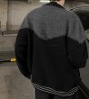 画像4: Collared knit cardigan jacket　ユニセックス 男女兼用襟付き切り替えバイカラーカーディガンセータジャケット ブルゾン (4)