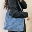 画像9: Fragrance Quilted Stud Denim Tote Shoulder Crossbody Bag　フレグランスキルティングスタッズデニムトートショルダークロスボディーバッグ (9)