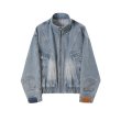 画像1: Wash split loose denim jacket　ユニセックス 男女兼用スプリットデニムジャケット Gジャンブルゾン (1)