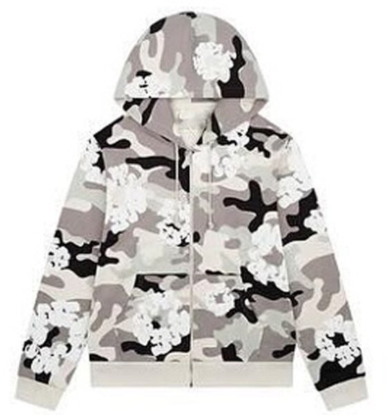 画像1: Unisex Camouflage flower print zip-up hoodie Sweatshirt　 ユニセックス 男女兼用 カモフラージュ フラワープリントプリントフーディパーカー  (1)