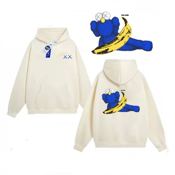 画像1: Unisex Sesamy Street Kaws x Banana Print Hoodie　ユニセックス 男女兼用セサミーストリートカウズ×バナナ プリントフーディパーカー  (1)