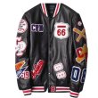 画像2: Baseball Emblem Leather Stadium Jumper baseball uniform jacket blouson  ユニセックス 男女兼用ベースボール刺繍エンブレムレザースタジアムジャンパー スタジャン MA-1 ボンバー ジャケット ブルゾン (2)