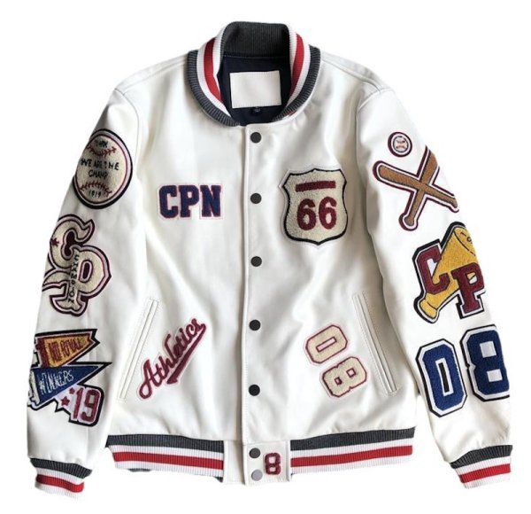 画像1: Baseball Emblem Leather Stadium Jumper baseball uniform jacket blouson  ユニセックス 男女兼用ベースボール刺繍エンブレムレザースタジアムジャンパー スタジャン MA-1 ボンバー ジャケット ブルゾン (1)