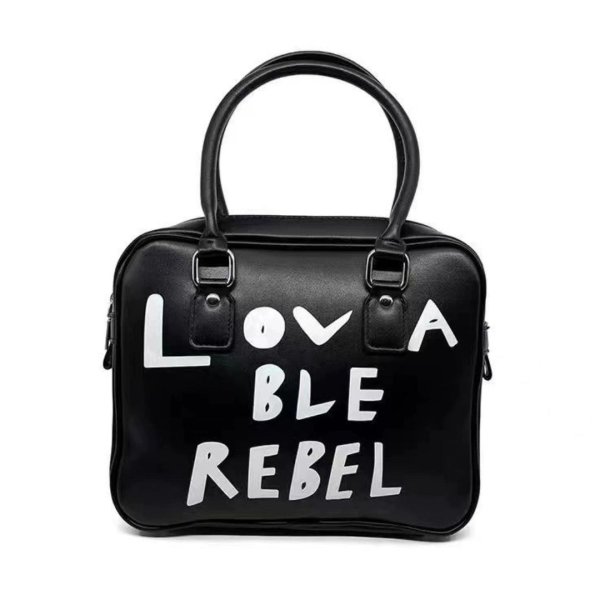 画像1: LOVABLE REBEL Paint Square Bag shoulder tote bag Girl Lovable Rebel 男女兼用 ユニセックス LOVABLE REBELE ペイントスクエアバッグショルダートートバッグ (1)