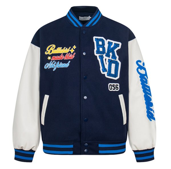 画像1: American retro embroidered letter quilted Stadium Jumper baseball uniform  jacket blouson ユニセックス 男女兼用アメリカンレトロ刺繍文字キルティングベースボールジャケットスタジアムジャンパージャケット スタジャン ブルゾン (1)