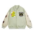 画像2: UNIVERSAL PEACE & Smile embroidery Stadium Jumper baseball uniform  jacket blouson ユニセックス 男女兼用UNIVERSAL PEACE＆スマイル刺繍ベースボールジャケットスタジアムジャンパージャケット スタジャン ブルゾン (2)