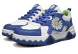 画像1: Big daisy print leather lace-up sneakers shoes ユニセックス 男女兼用ビッグデイジープリントレザー レースアップスニーカー (1)