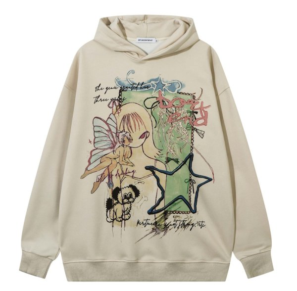 画像1: Unisex Girl Letter Print Hoodie　ユニセックス男女兼用 ガールズレタープリントフーディ スウェット   (1)