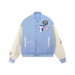 画像8: Stitching and color matching PU leather sleeve animal letter embroidery baseball jacket Stadium Jumper  blouson  ユニセックス 男女兼用ステッチとカラーマッチングPUレザー袖アニマルレター刺繍ジャケットベースボールジャケットスタジアムジャンパージャケット スタジャン ブルゾン (8)