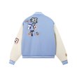 画像3: Stitching and color matching PU leather sleeve animal letter embroidery baseball jacket Stadium Jumper  blouson  ユニセックス 男女兼用ステッチとカラーマッチングPUレザー袖アニマルレター刺繍ジャケットベースボールジャケットスタジアムジャンパージャケット スタジャン ブルゾン (3)