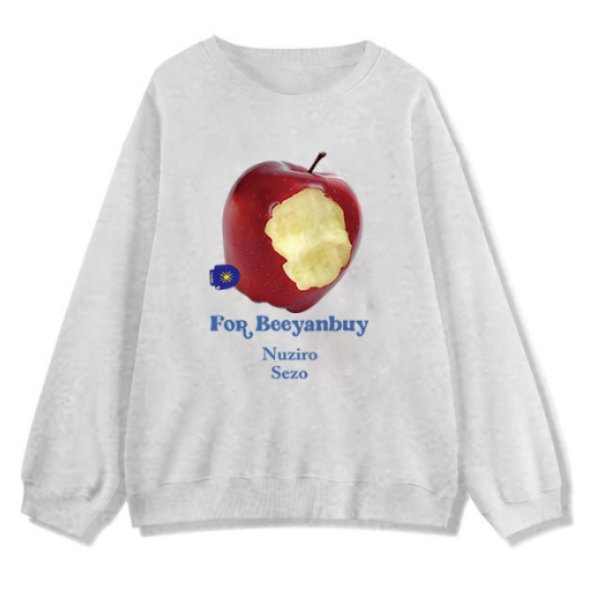 画像1: Unisex half-eaten apple print sweatshirt　男女兼用 ユニセックスかじりかけアップルプリントスウェット (1)