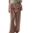 画像3: Wide leg casual pants with checkered draped frill short skirt trousers 　チェックフリルギャザースカート付きワイドレッグパンツ (3)