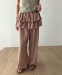 画像7: Wide leg casual pants with checkered draped frill short skirt trousers 　チェックフリルギャザースカート付きワイドレッグパンツ (7)