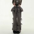 画像2: Wide leg sweatpants with frill ribbon skirt hiphop dance pants trousers 　フリルリボンスカート付きワイドレッグスエットパンツ (2)