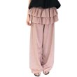 画像1: Wide leg casual pants with checkered draped frill short skirt trousers 　チェックフリルギャザースカート付きワイドレッグパンツ (1)