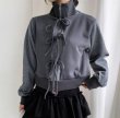 画像8: Lace-up ribbon zip-up jacket sweat  　レースアップリボンジップアップジャケットスウェット (8)