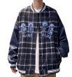 画像6: Unisex checked leather sleeve stadium jumpere baseball jacket Stadium Jumper  blouson  ユニセックス 男女兼用ユニセックスチェックPUレザー袖ジャケットベースボールジャケットスタジアムジャンパージャケット スタジャン ブルゾン (6)