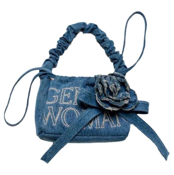 画像1: Gentlewoman denim mini bag with corsage　gentlewomanデニムコサージュ付きミニショルダートートバッグ (1)