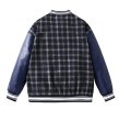 画像4: Unisex checked leather sleeve stadium jumpere baseball jacket Stadium Jumper  blouson  ユニセックス 男女兼用ユニセックスチェックPUレザー袖ジャケットベースボールジャケットスタジアムジャンパージャケット スタジャン ブルゾン (4)