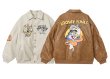 画像1: Unisex Bugs Bunny embroidered leather stadium jumper 男女兼用バッグス・バニー ルーニー・テューンズ刺繍レザースタジアムジャンバー (1)