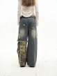 画像6: Unisex Camouflage & Blue Denim Patchwork Color Matching Hole Wash Jeans　 男女兼用 ユニセックス 迷彩&ブルーデニムパッチワークカラーマッチングホールウォッシュジーンズ (6)