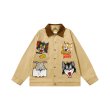 画像3: Unisex Tom and Jerry print emblem jacket half coat  ユニセックス 男女兼用トムとジェリープリントエンブレム ジャケットハーフコートデニムジャケットGジャン ブルゾン (3)