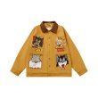 画像2: Unisex Tom and Jerry print emblem jacket half coat  ユニセックス 男女兼用トムとジェリープリントエンブレム ジャケットハーフコートデニムジャケットGジャン ブルゾン (2)