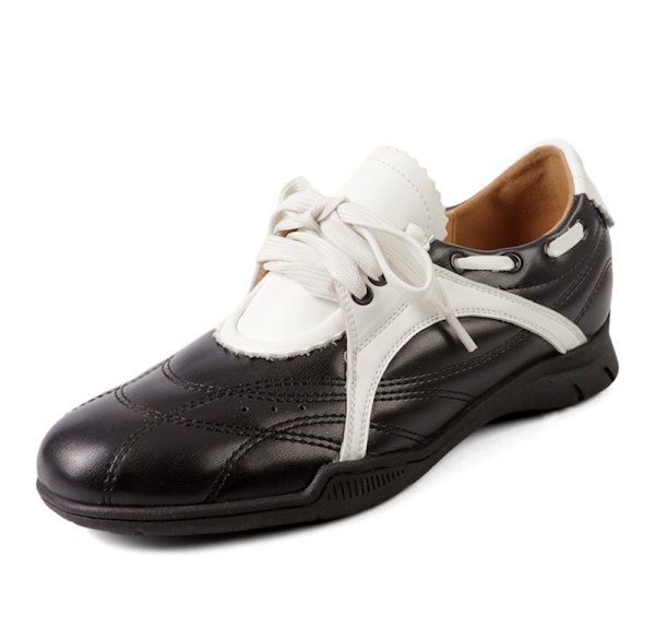 画像1: Women's British style leather lace-up bicolor flat slip-on loafer shoes 　英国風レザーレースアップバイカラーフラットスリッポンローファーシューズパンプス (1)