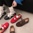 画像5: Women's British style leather lace-up bicolor flat slip-on loafer shoes 　英国風レザーレースアップバイカラーフラットスリッポンローファーシューズパンプス (5)