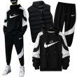 画像1: 25 Unisex Men& Women Broken swoosh Setup Sweat and Pants and Down vest Set  ブロークン スウォッシュ プリントセットアップ ダウンベスト付き ユニセックス 男女兼用 スウェット トレーナー＆パンツセット (1)