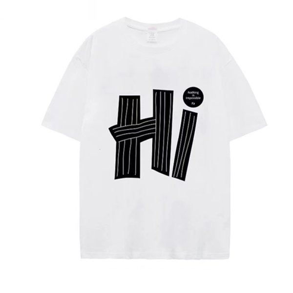 画像1: Unisex HI logo round neck short sleeve T-shirt　男女兼用ユニセックスHIロゴラウンドネックプリント半袖Tシャツ (1)