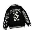 画像2: STORMS logo and hip hop embroidery baseball jacket Stadium Jumper  blouson  ユニセックス 男女兼用STORMSロゴ＆ヒップホップ刺繍ベースボールジャケットスタジアムジャンパージャケット スタジャン ブルゾン (2)