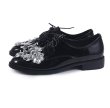 画像3: Women's Lace-up patent leather slip-on pumps with small flowers flat  loafer shoes 　スモールフラワー付き レースアップエナメルスリッポンパンプスフラットローファーシューズ (3)